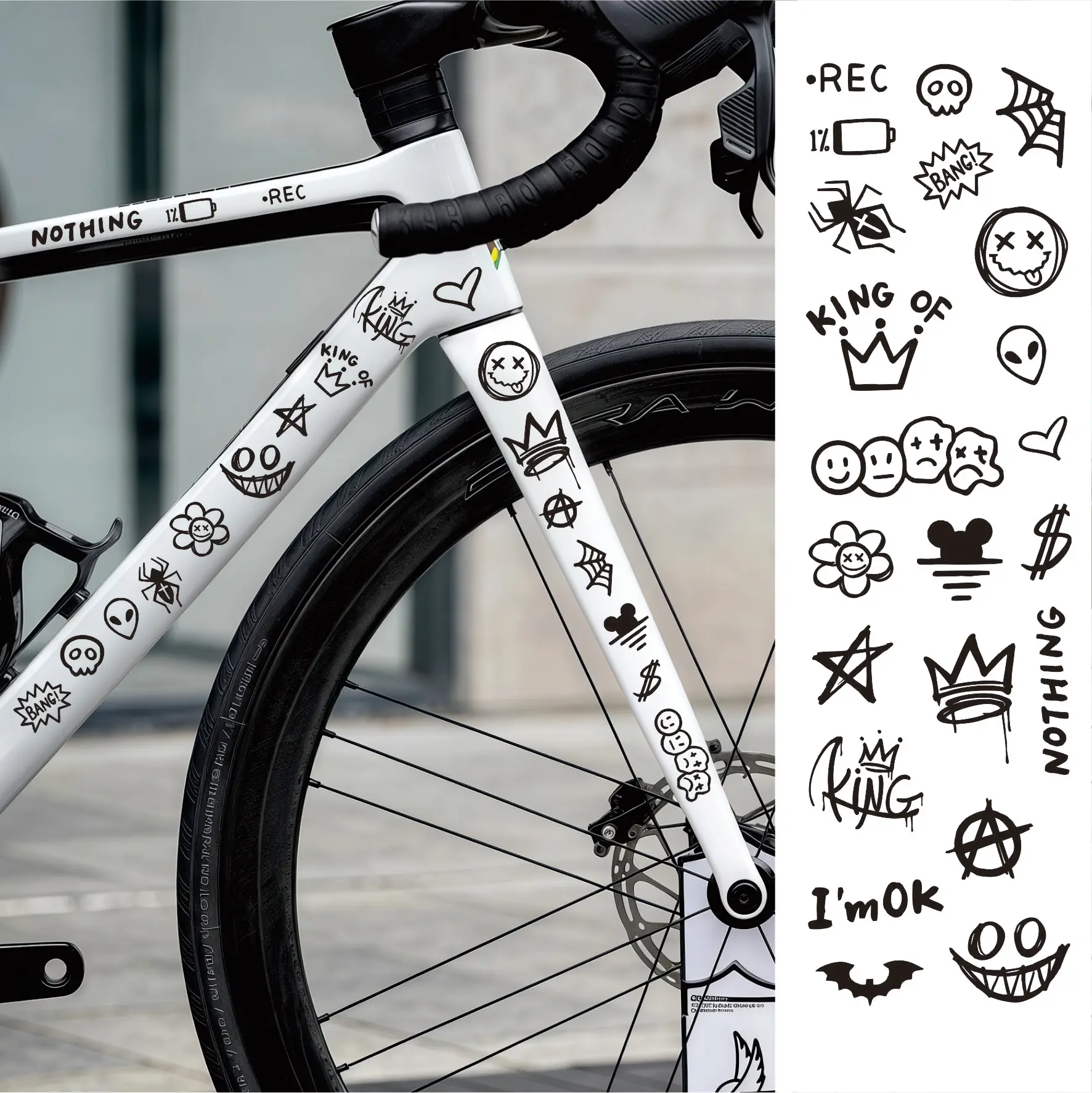 Graffiti Bicycle Sticker for Bicycle Frame Top Tube Cartoon DIY Reflective Waterproof Cycling Sticker Road Bikes Frame Stickers