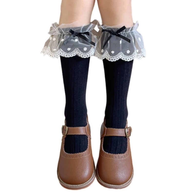 

Bowknot High Boot Socks Calf Socks for Teen Girls Long Leg Cover Long Knee Stockings Child Socks Ankle Heap Sock