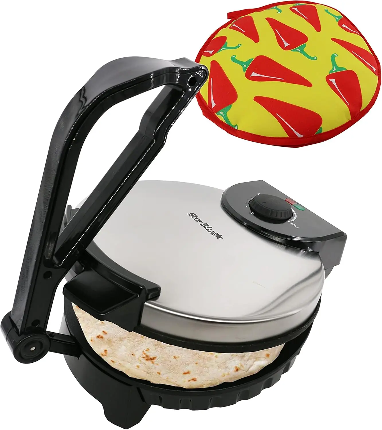 

10inch Roti Maker by with FREE Roti Warmer - The automatic Stainless Steel Non-Stick Electric machine to make Indian style Chapa