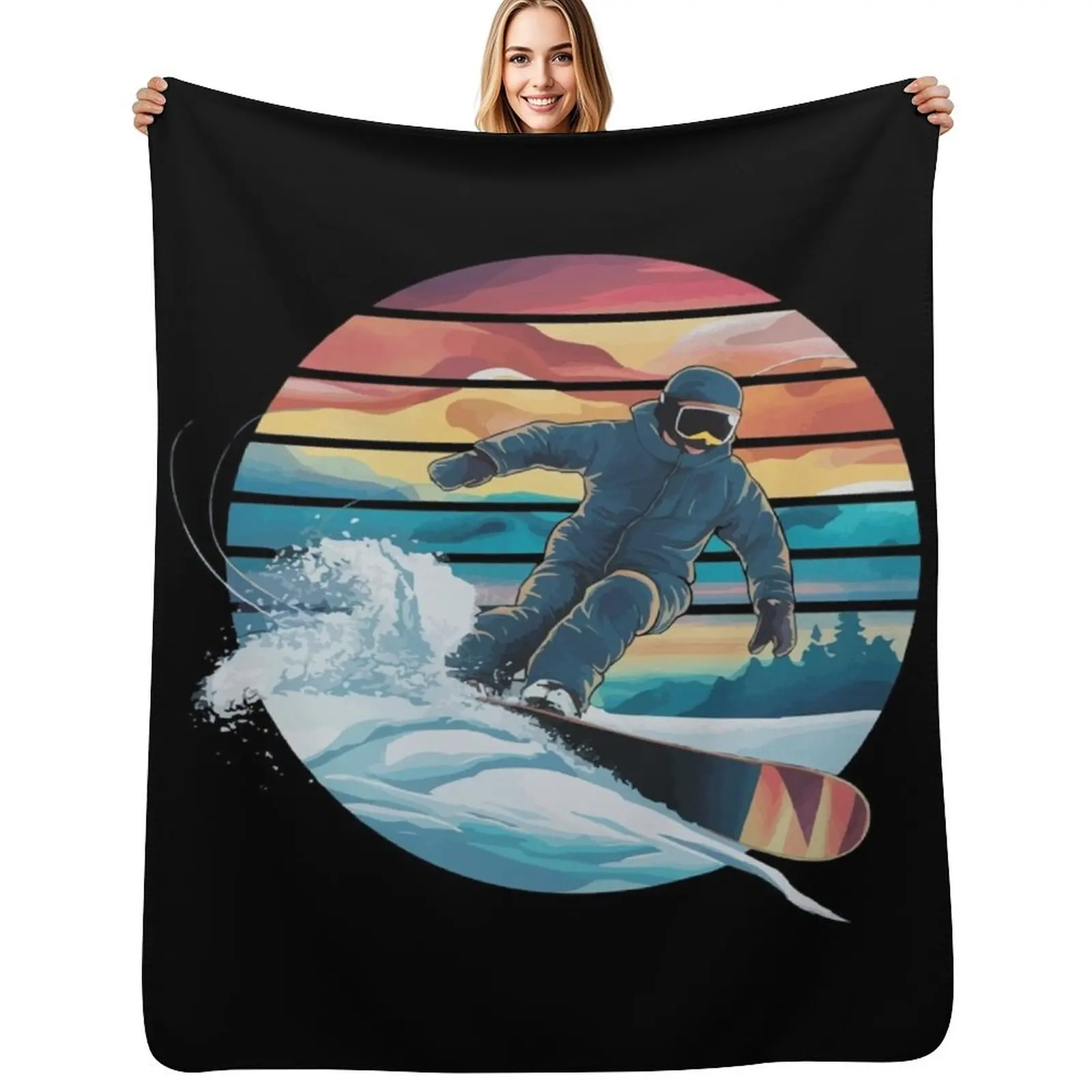 

Vintage snowboard snowboarding Throw Blanket Soft Bedroom Blanket for Night Sleeping