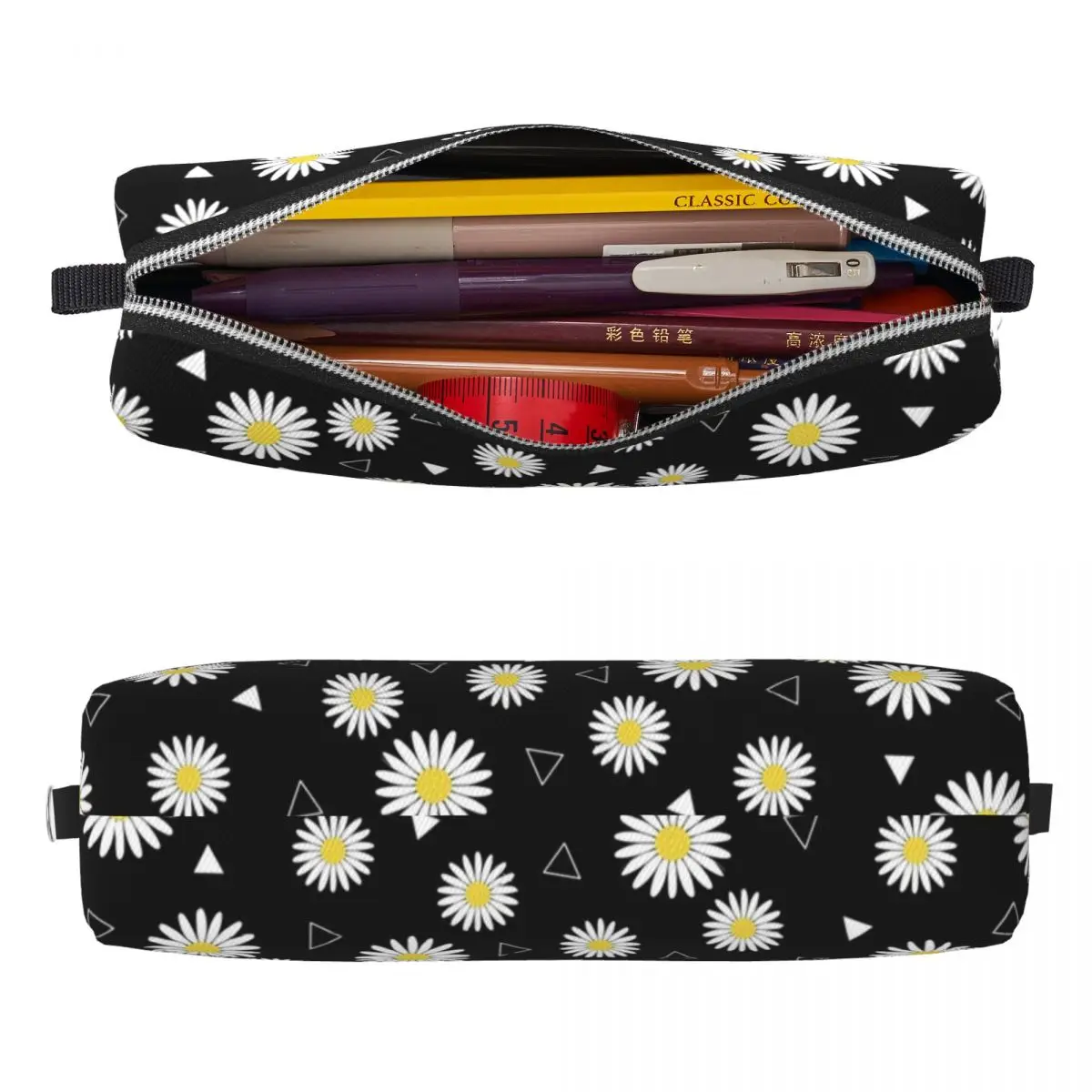 Daisy Floral Pencil Case Flower Pencil Box Pen for Girl Boy Large Storage Pencil Bags Students School Zipper Stationery