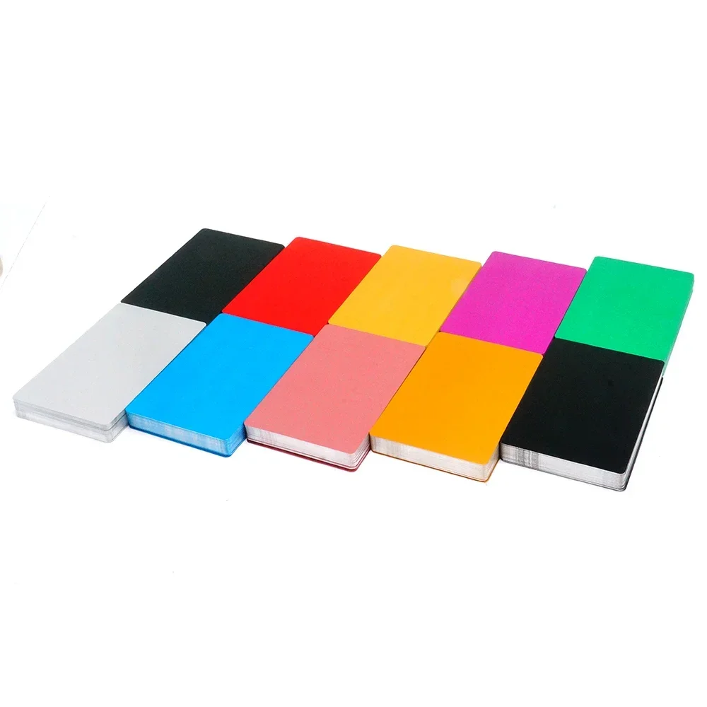 50Pcs Colorful Metal Business Cards Fiber Laser Marking Machine Aluminum Alloy Blank Card