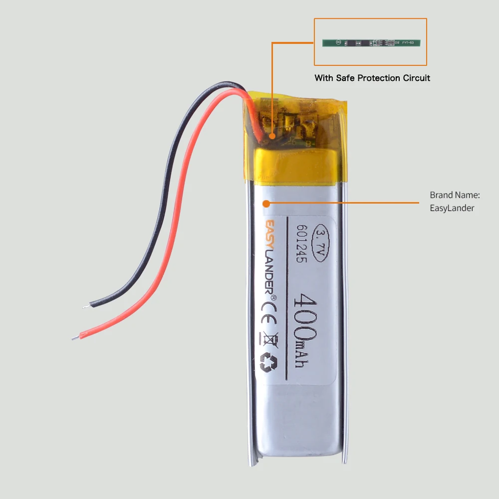 601245 400 мАч литий-ионный литий-полимерный аккумулятор Lipo батареи 401245 501245 551245