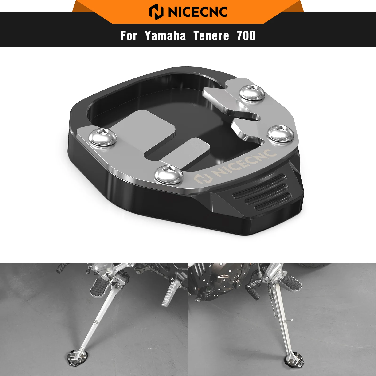 

For Yamaha Tenere 700 XTZ 700 2019-2024 Kickstand Side Stand Pad Extension Tenere 700 World Raid 2022-2023 Rally Edition 2020-24