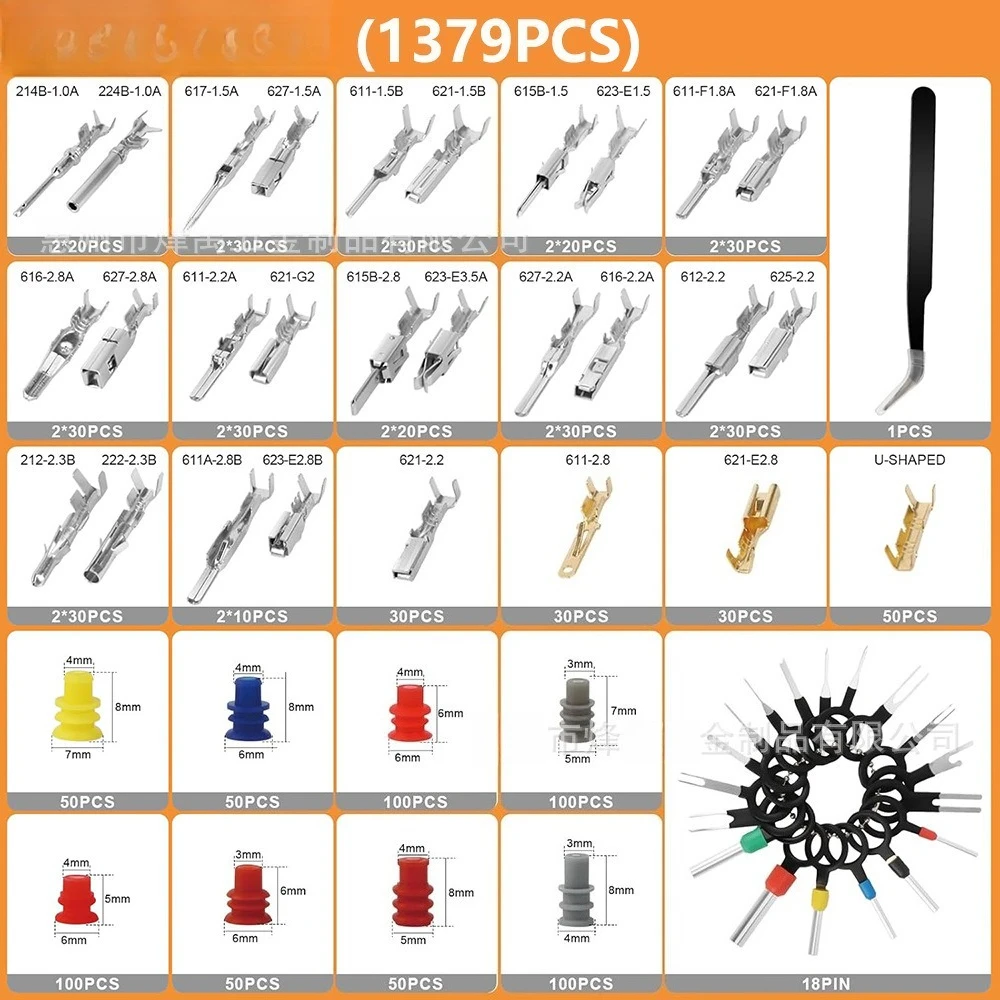 1379Pcs Automotive Connector Accessories Kit, Male Female Pin Plugs Crimp Wiring Terminals 1-3.5mm for Auto Wiring Repair