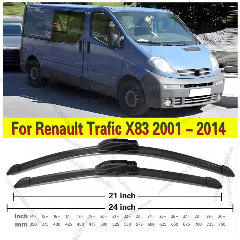 

2Pcs Wiper Front Wiper Blades For Renault Trafic X83 2001 - 2014 Windshield Windscreen Window Car Rain Brushes 24"+21"