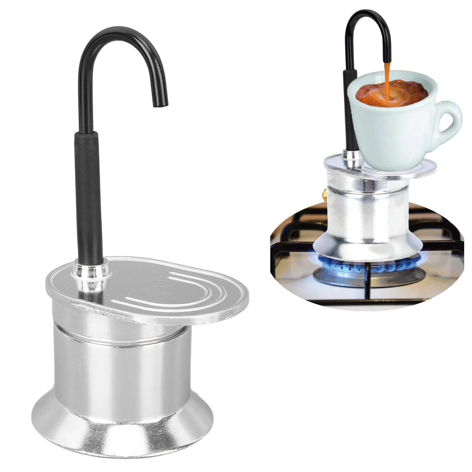 

Pot Single Tube Pot 1 Cup 50ML Aluminum Alloy Spout Stovetop Italian Coffee Maker for Outdoor Parties Travel