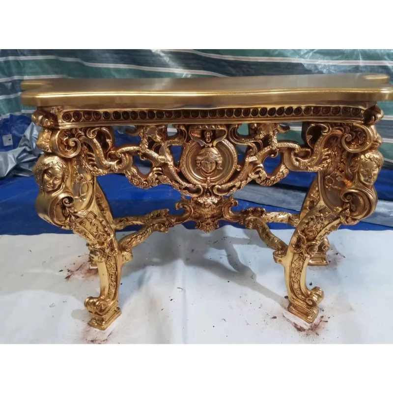 Angel carved entrance hotel lobby Solid wood frame decoration table living room aisle table Exquisite carvings home furniture