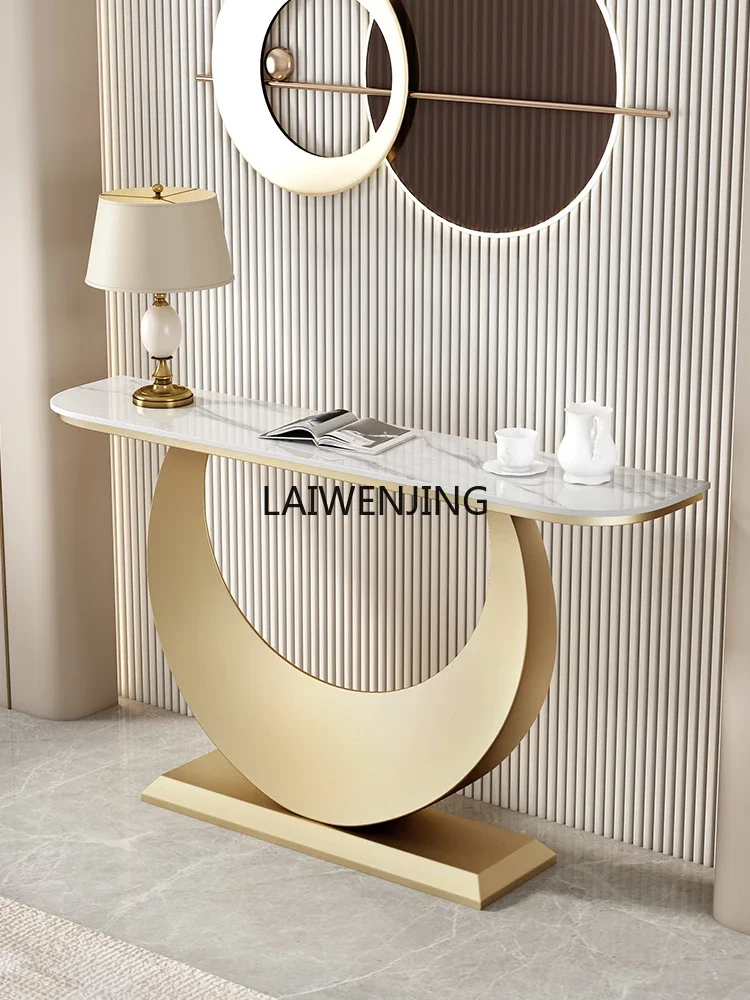 LY Light luxury rock slab art entrance table Modern living room end view table Decorative strip case long table