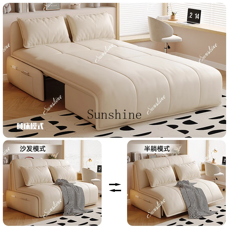 electric dual-purpose foldable bedroom balcony living room study small apartment remote control removable and washable sofa  FT