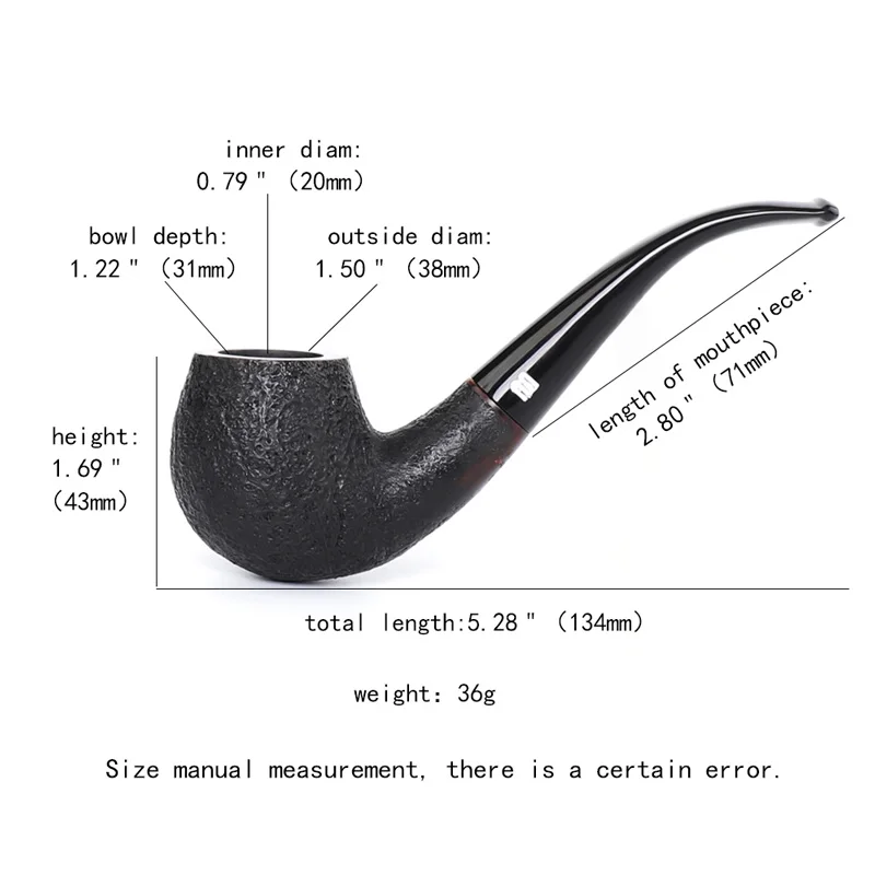 brair wood tobacco pipe Classic curved handle pipe Hand-carved design Rainbow series pipe 9mm pipe channel Solid wood pipe gift