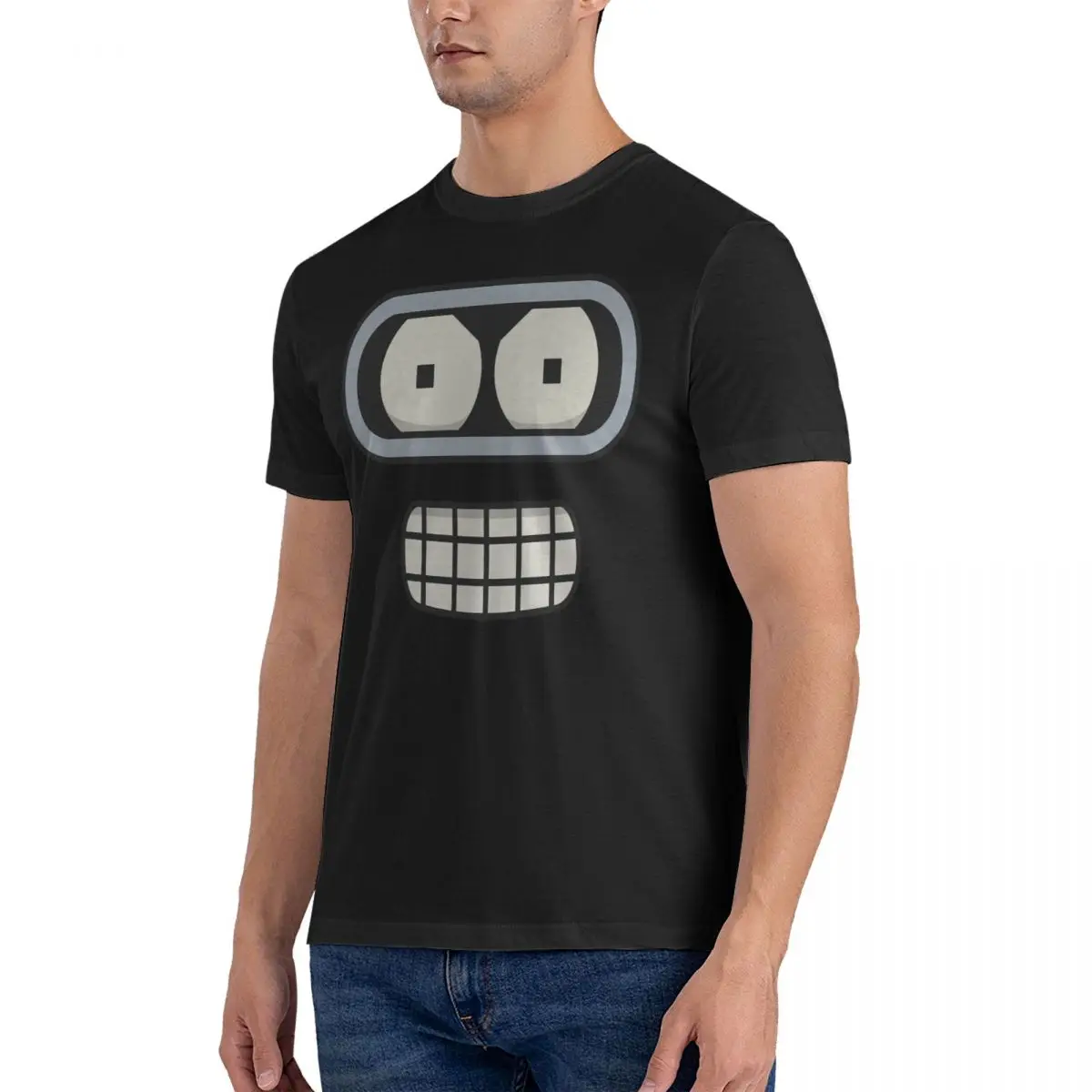 Men's Bender's Face T Shirts F-Futurama Cotton Clothes Cool Short Sleeve Crewneck Tees Graphic Printed T-Shirt