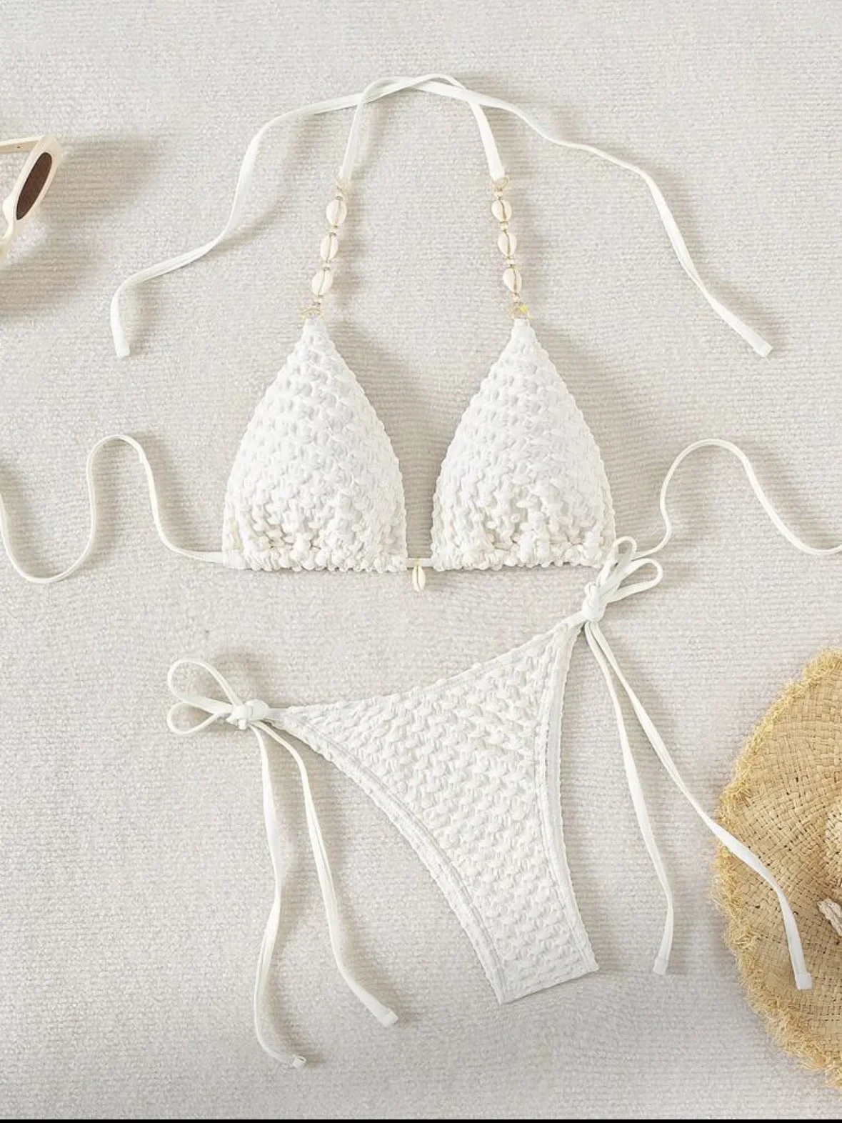 Conjuntos de microbikinis con cadena de concha sexy, traje de baño de dos piezas con Tanga y lazo, traje de baño, biquini bakini tankini