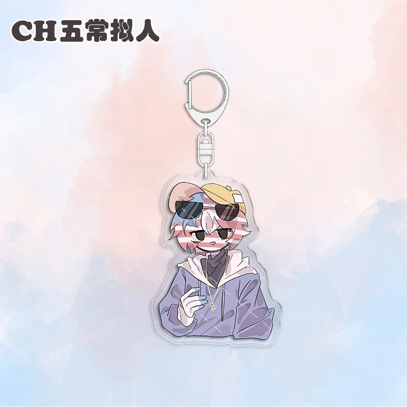 Countryhumans Men Acrylic Keychain Women China Russia France Anime Key Chain Creative Bags Key Ring Car Fashion Ornament Gift