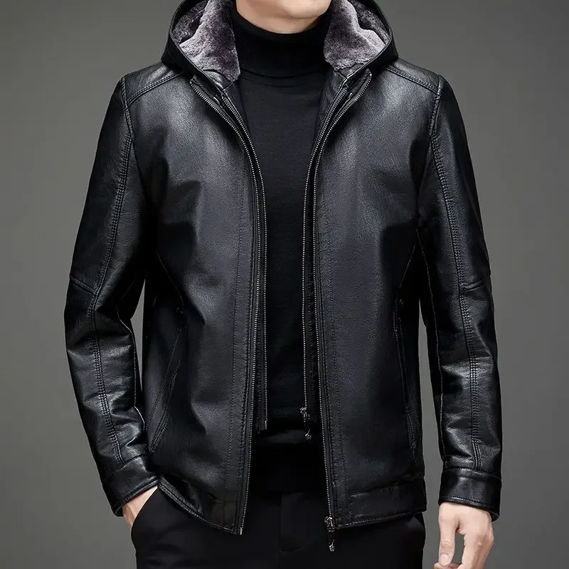 

Men's Genuine leather jacket Man Winter Fur Integrated Jacket Male Plush thicken Leather Coats Short Sheepskin Jacket Men