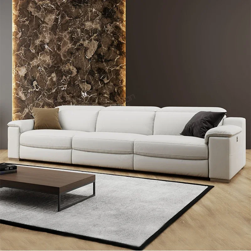 Italian Leather Sofa Electric Zero Wall Straight Top Layer Cowhide Living Room Functional Position Home Theater Sofa