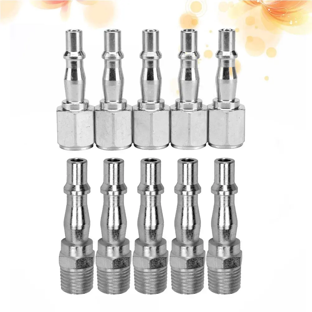 10Pcs Push in Straight Pneumatic Connector Air Tube Fitting Quick Disconnect Connect for Compressor Hose Iron Material Sturdy