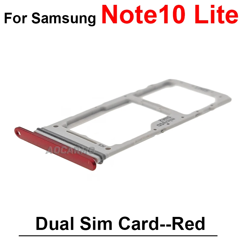 For Samsung Galaxy Note 10 Lite Dual + Single Sim Tray Card MicroSD Holder Socket Slot Repair Replacement Parts N770
