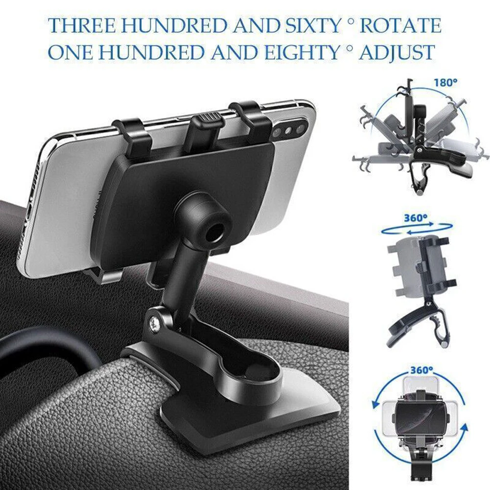 

Universal Dashboard Car Phone Holder 360 Rotating Rearview Mirror Navigation Bracket Foldable Auto Mobile Phone Clip Support
