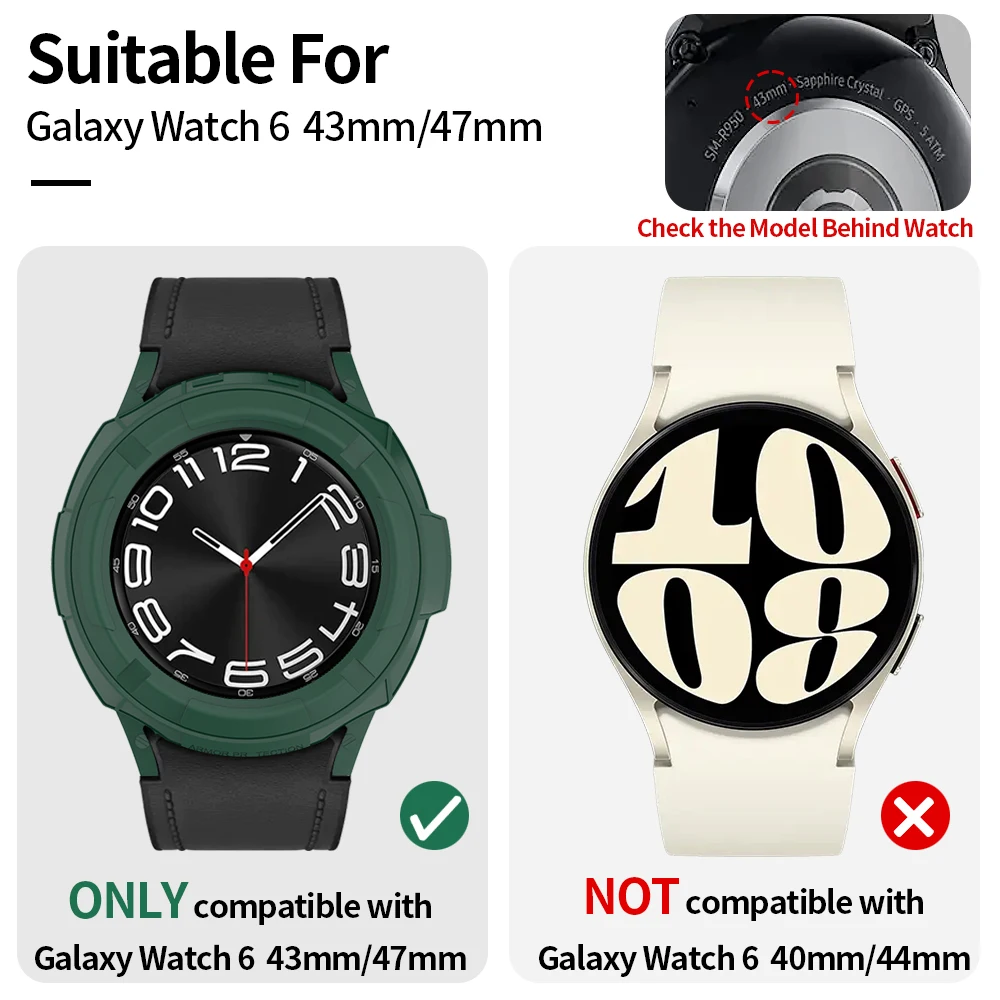 Watch Case Cover for Samsung Galaxy Watch 6 Classic 43mm 47mm Case Soft TPU Hollow Frame Bumper Fall Prevention Armor Protective