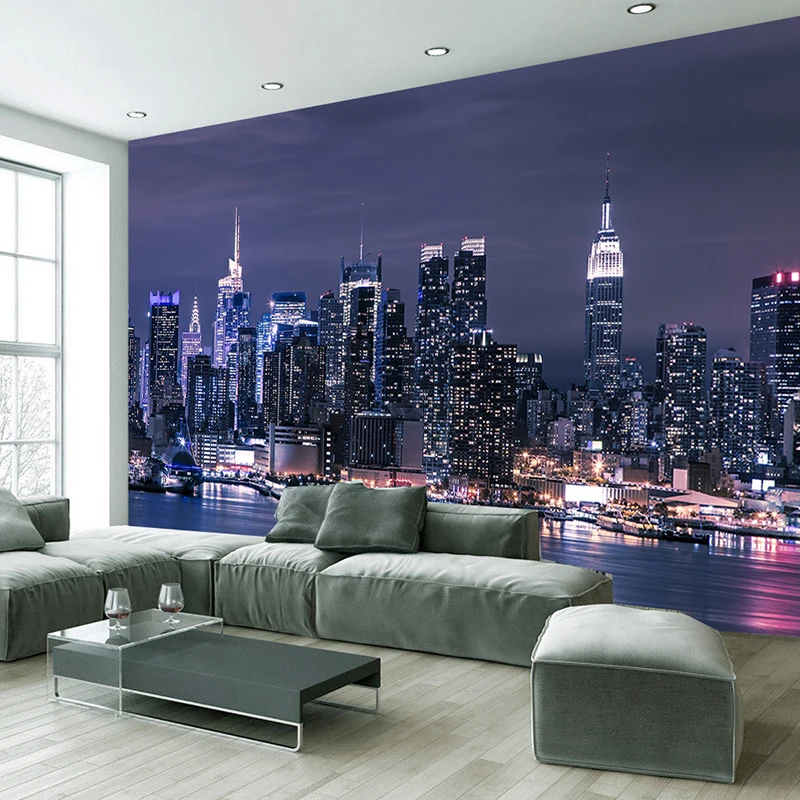 Customized product 8d Modern New York City Night View Photo Mural Wallpaper Living Room KTV Bar Cafe Restaurant Backdrop Wall 3D
