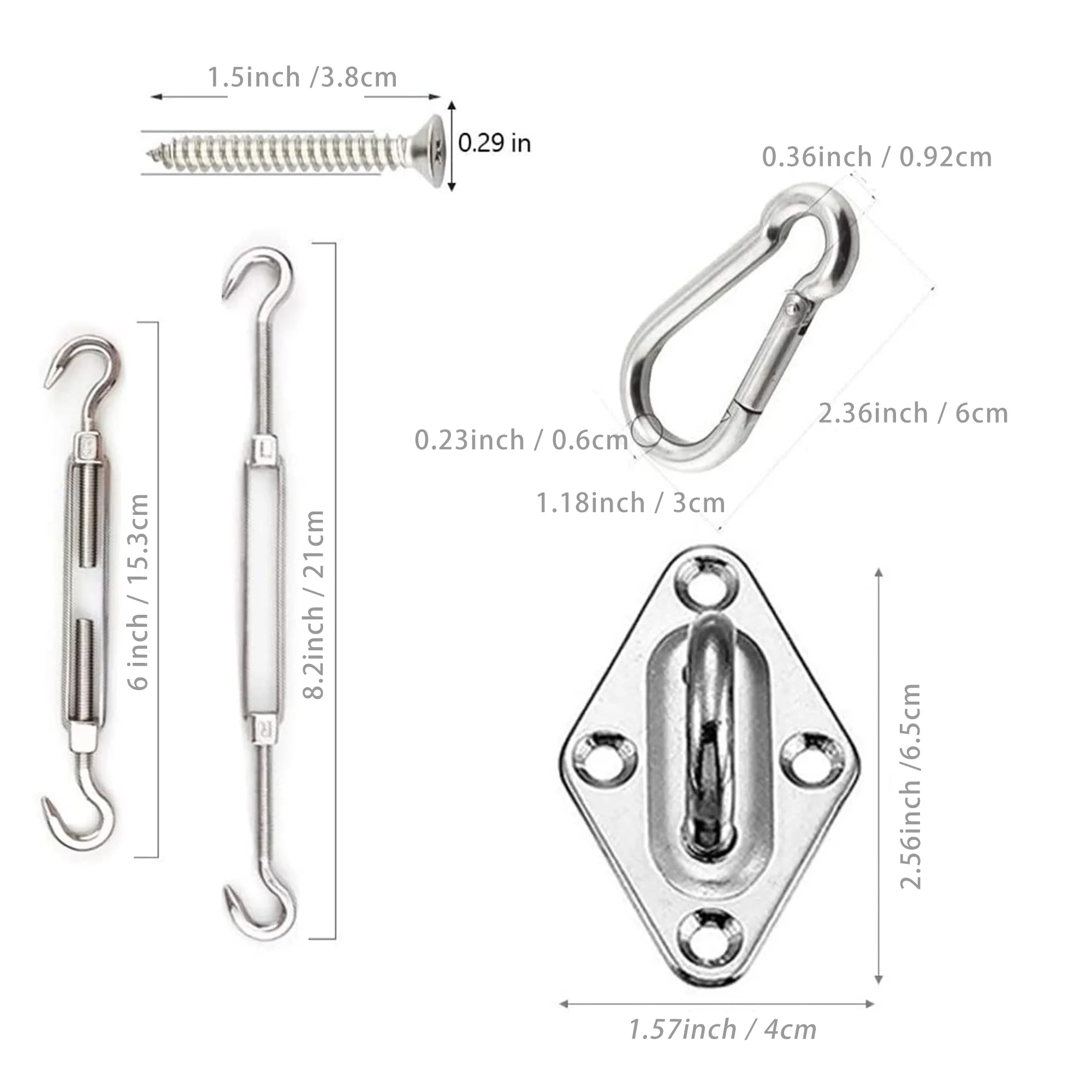 Imagem -06 - Shade Sail Hardware Kit Polegada para Triângulo Retângulo Sun Shade Sail Instalação 304 Grau Inoxidável para Jardim ao ar Livre m6