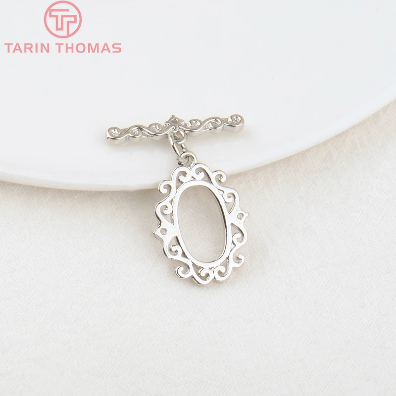 (3254)6 مجموعات 24K الذهب اللون مطلي النحاس مع الزركون البيضاوي الرجعية نمط سوار O تبديل المشابك جودة Diy بها بنفسك مجوهرات اكسسوارات #6