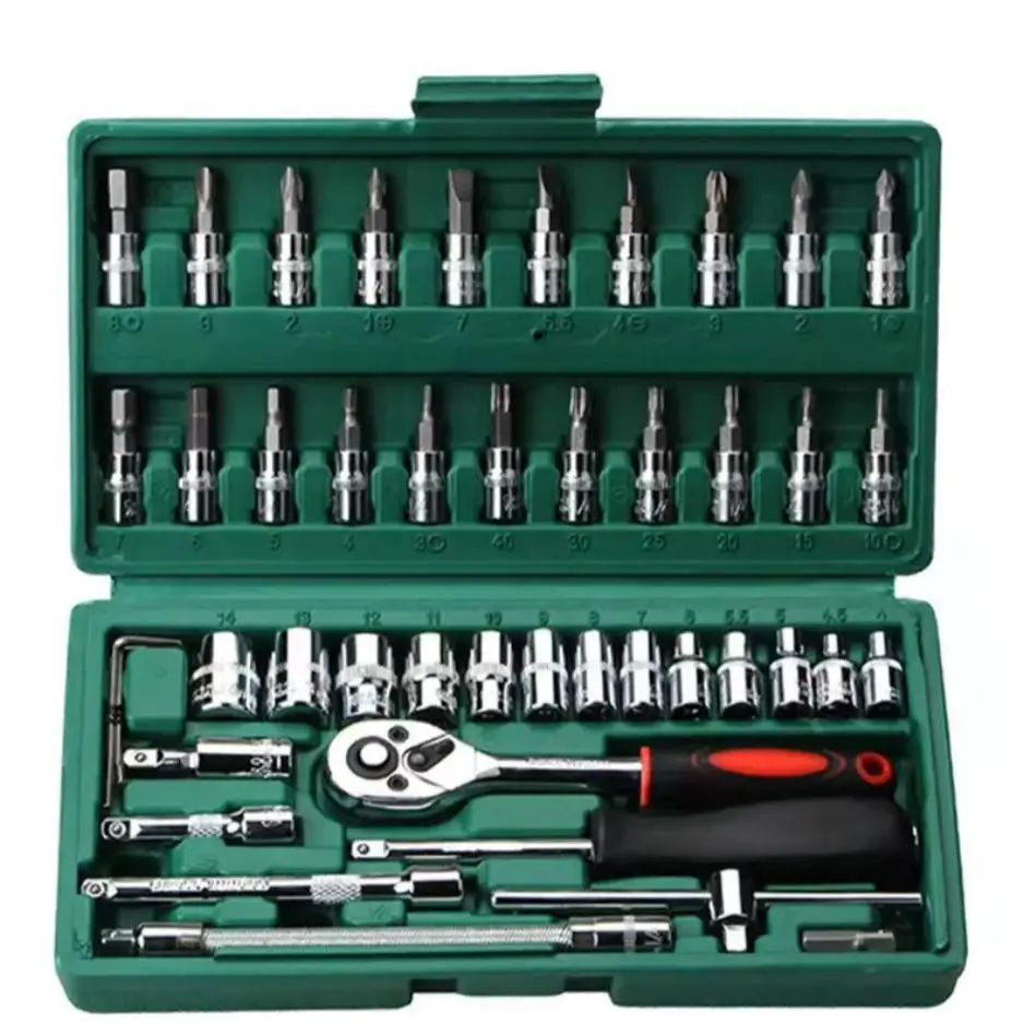 

46pc Drive Socket Set 1/4 Inch Ratchet Wrench Set with Metric Hex Bit Socket Mechanic Tool Kit for Auto Repair house