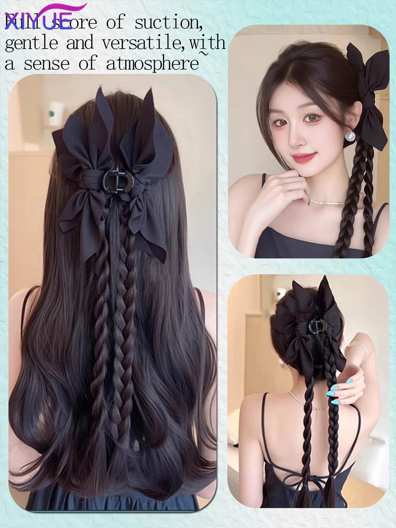 XIYUE ynthetic New Chinese Cashew Flower Claw Clip Braid Twisted Braid Summer New Boxing Braid Ponytail Wig