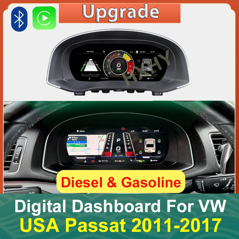 

Автомобильный ЖК-цифровой кластер виртуальной кабины SpeedMeter Dash Carplay для Volkswagen US American Passat