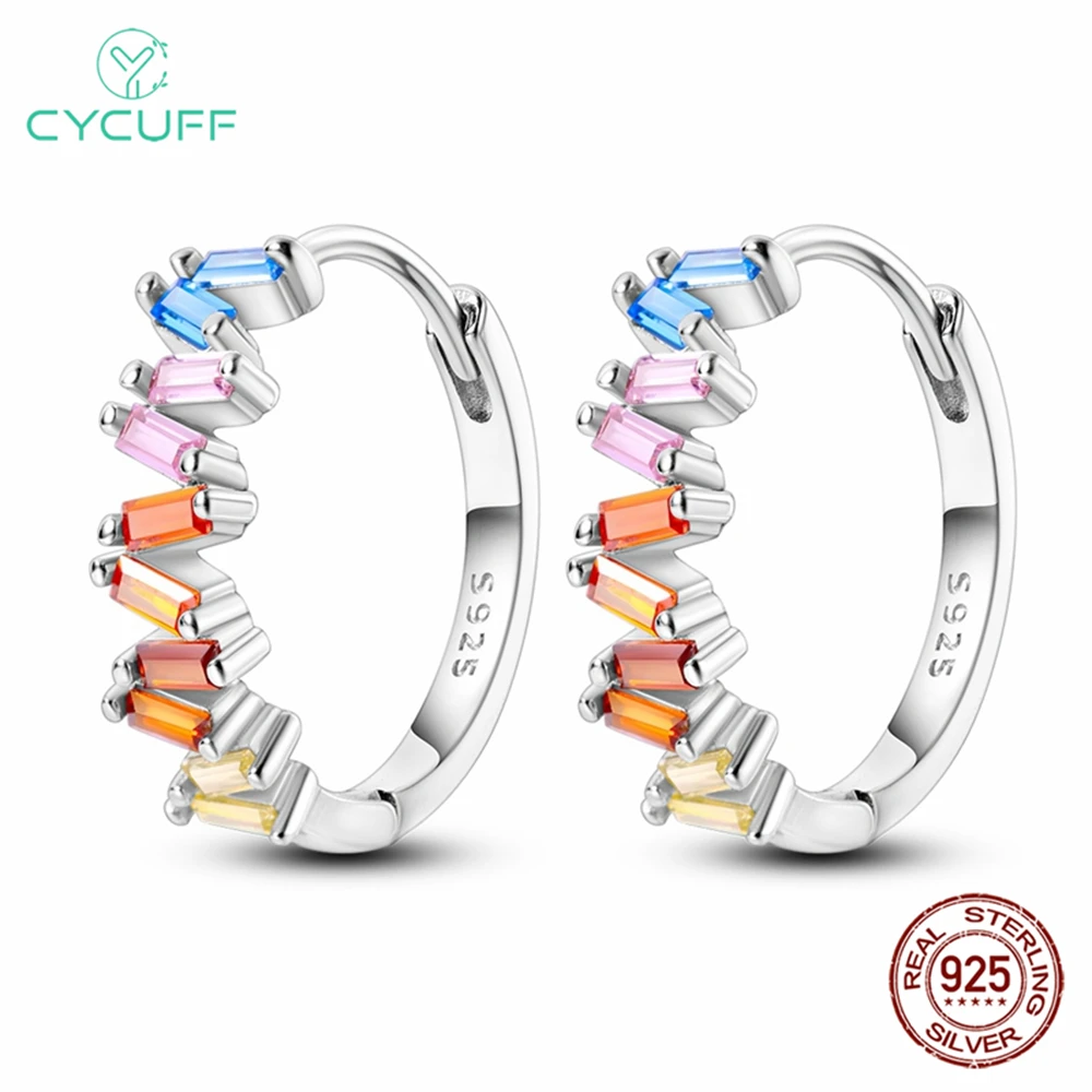 CYCUFF 925 Sterling Silver Colorful T Square Earrings For Women Wedding Engagement For Girlfriend Birthday Earrings Jewelry Gift