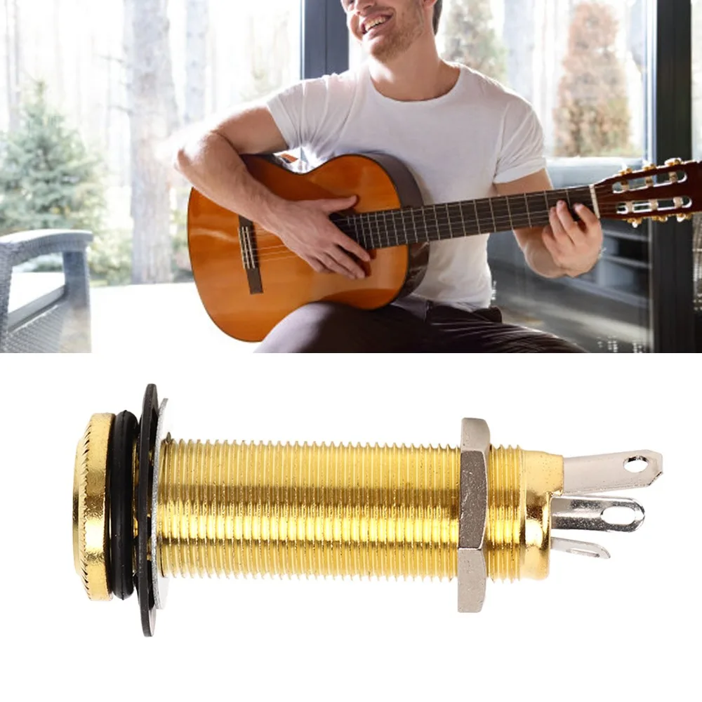 Brass Guitar Threaded Jack ​1/4 Inch / 6.35 mm ​Flush Mount ​Barrel Jack Long Threaded ​Stereo/Mono ​Guitar Output Jack​