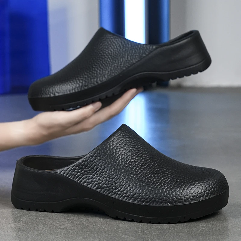 

Closed Toe Slippers Male Female Waterproof Anti-Slip Chef Shoes EVA Thick Bottom Nurse Shoes Slip-On Lightweight Half Sandals