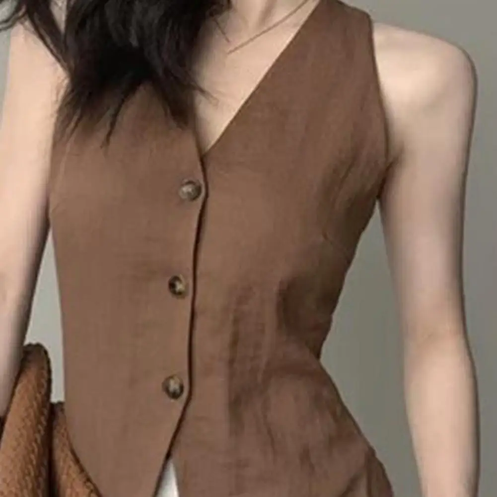 

Sexy Women Vest Button Sleeveless Jacket Women Waistcoat Summer White Vest Woman Fashion Elegant Women's Suit Vest Coat 3 Colors