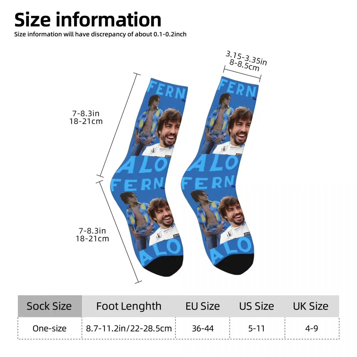 Racing Driver Men\'s Socks Retro Harajuku Fernando Alonso Street Style Novelty Seamless Crew Sock