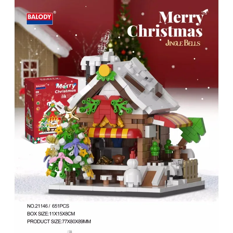 New Christmas Street Scene Building Blocks Candy House Small Particle Model Ornaments Educational Children's Toys Christmas Gift