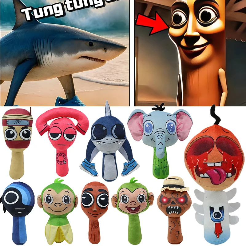 

Tung Tung Tung Sahur Plush Toys Sprunki Incredibox Tralalelo Tralala Sharks Stuffed Dolls Juguete Plushie Figure Christmas Gifts