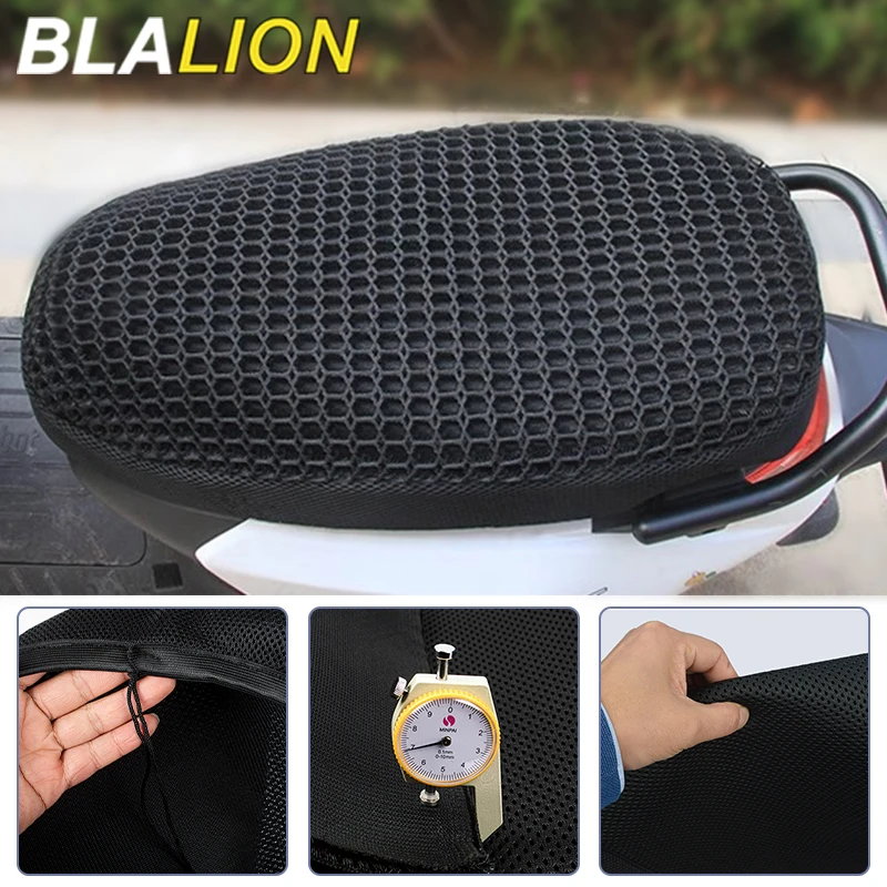 BLALION Motorcycle 3D Mesh Fabric Anti-skid Seat Pad Heat Insulation Air Pad Cover Summer Breathable Shock Absorption Cover Net