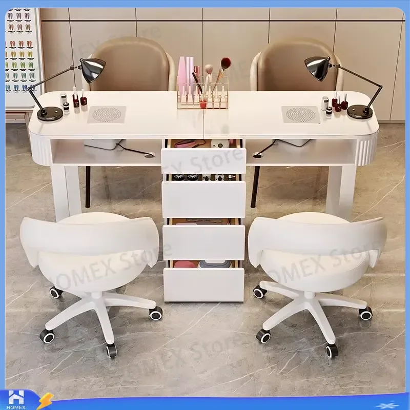 Italian Modern Nail Desk with Drawers Nordic Rustic Storage Manicure Table Elegant Premium Salon Furniture for Beauty Spa