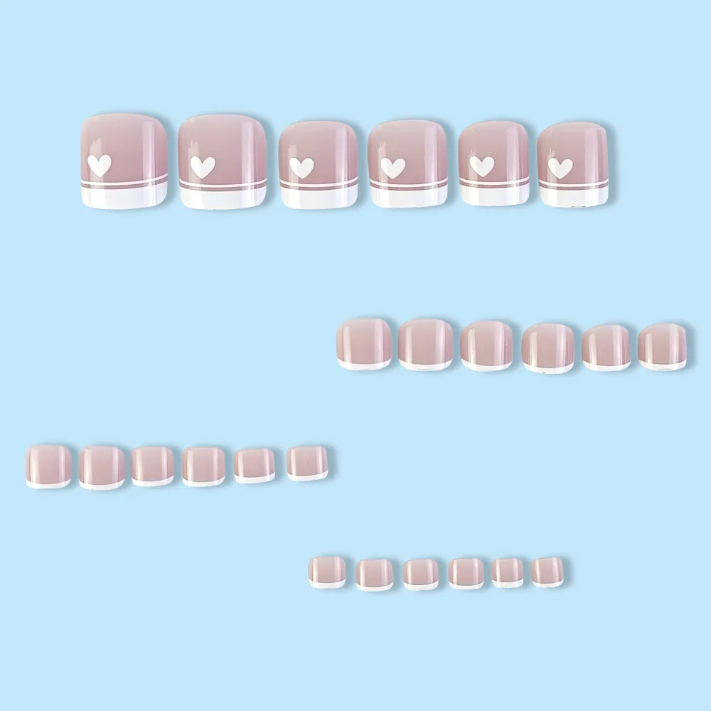 

24PCs Fake Nails French Square Nude Natural