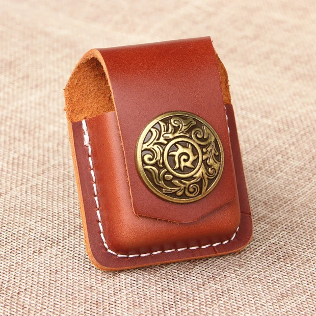 Custom Lighter Case Protective Sleeve Lighter Storage Holste Genuine Leather  Belt Bag Handmade for Zipp Lighter Case