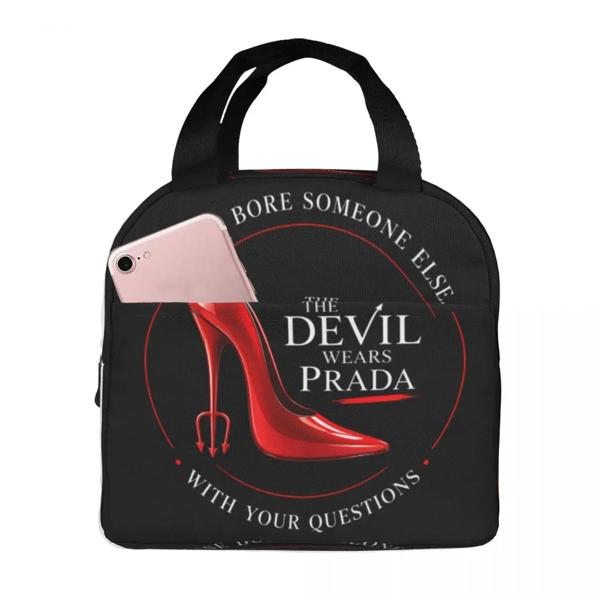 Red High Heels Film The Devil Wears Pradas Insulated Lunch Tote Bag for Women Resuable Cooler Thermal Food Lunch Box Work Travel