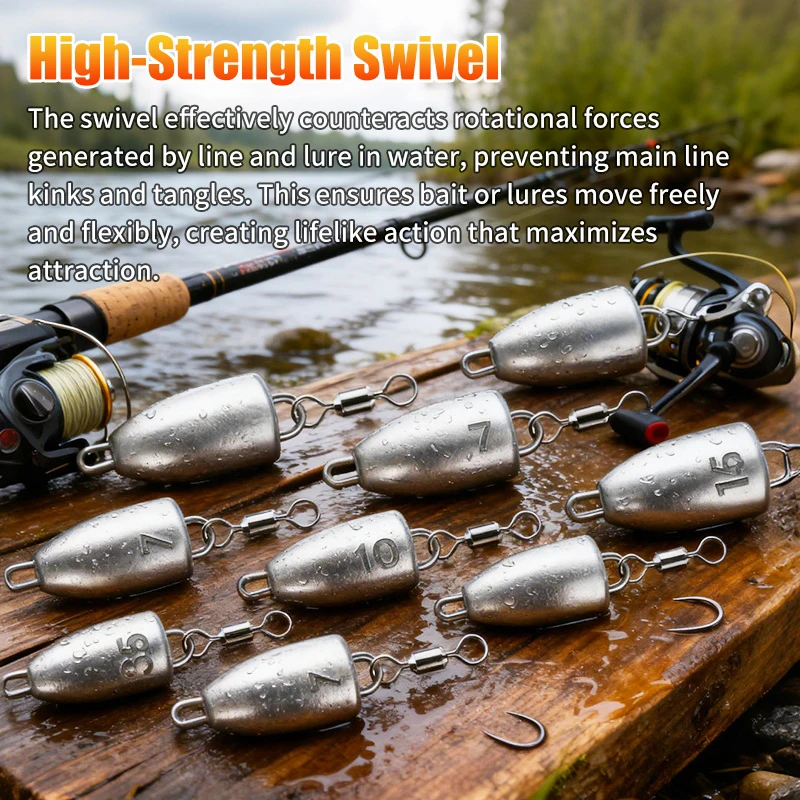High-Step Bullet Lead Sinker High-Density Casting Fast Sinking Anti-Snag Lure Fishing Weight