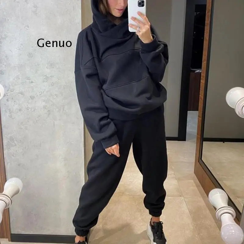 

Womens Oversized Tracksuit Warm Fleece Suits Hoodies Tops Casual Sweatshirts Jogging Pant Outfits Sweatpants