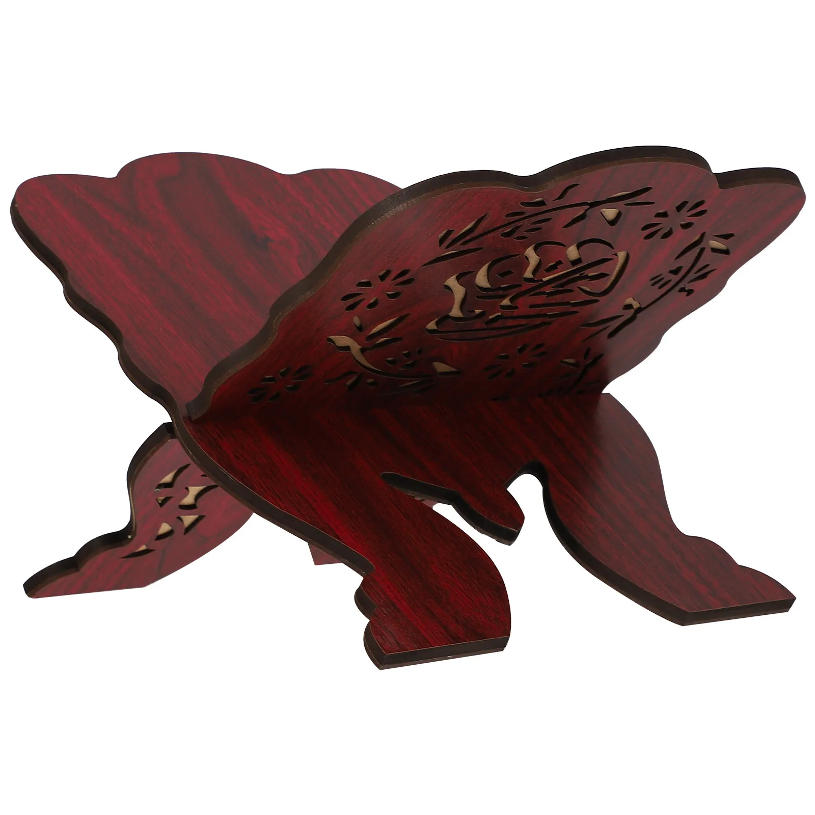 Wooden Muslim Prayer Book Holder Stand Carved Vintage Islamic Religious Book Display Holder Decorative Tabletop