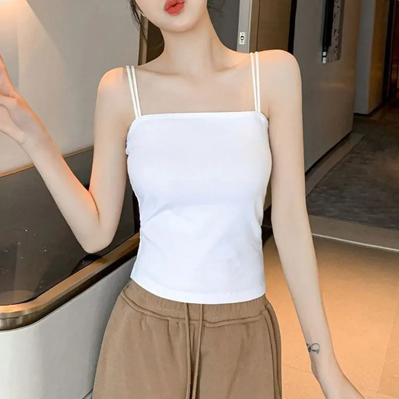 Women's Sexy Monochromatic Camisole, Casual Clothes, All-match, Temperament, Refreshing, Slim Tops, Summer Fashion, Trend