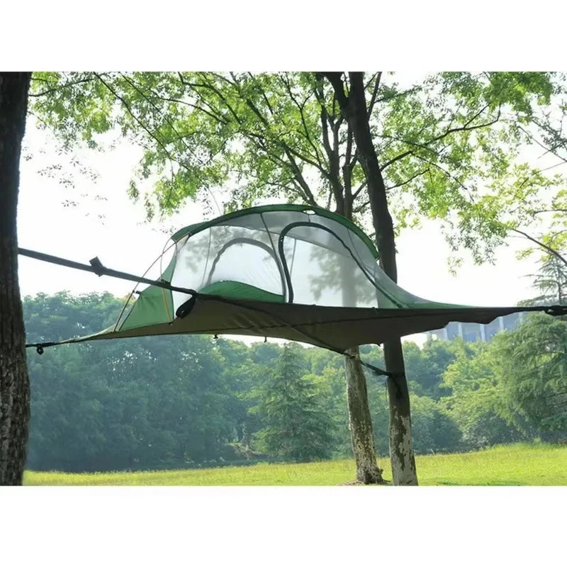 Traveler Camping Outdoor Hiking Waterproof Tree Flat Bottom Bed Hanging Off Ground Hammock Tent