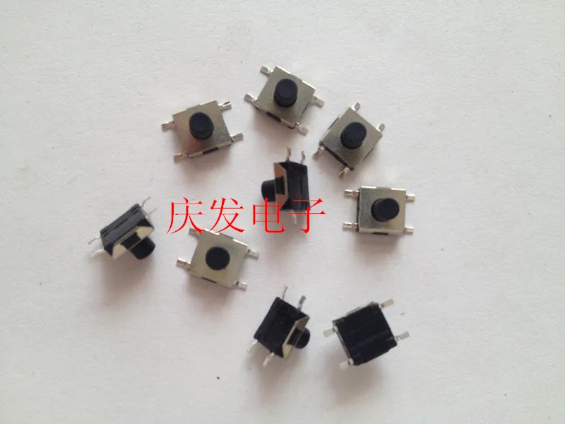 200pcs/Touch switch patch 4-pin 6 * 6 * 5MM micro button, heat-resistant black button
