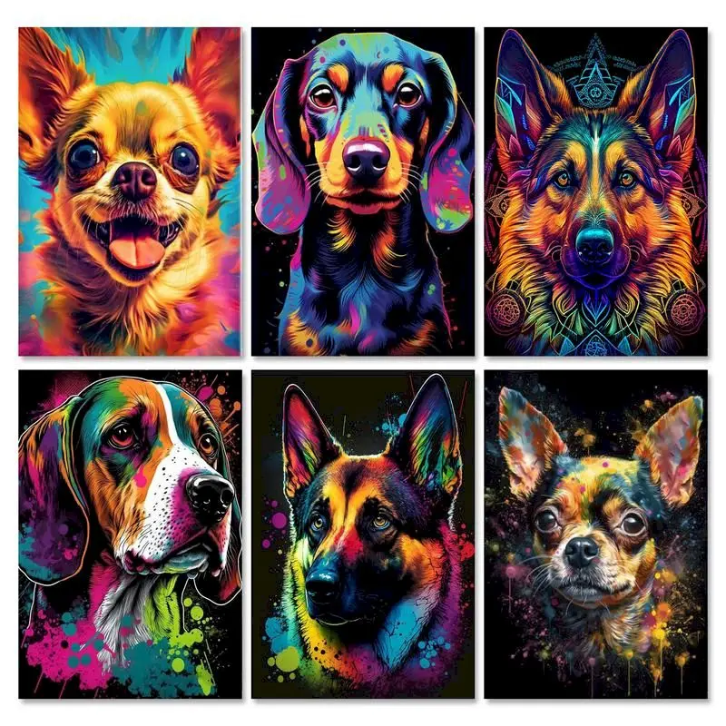 

GATYZTORY DIY frame painting by numbers kids Colorful Dogs Animals paint by number canvas painting kits Unique Gift Home Decor