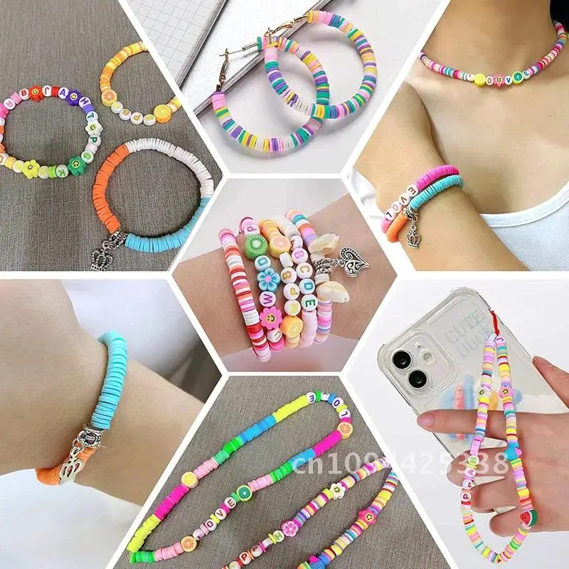 6 MM 24 Regenbogen Farbe Flache Chip Perlen Für Boho Armband Halskette, Der Buchstaben Perlen Zubehör Kit DIY Spielzeug für Kinder Erwachsene Geschenk